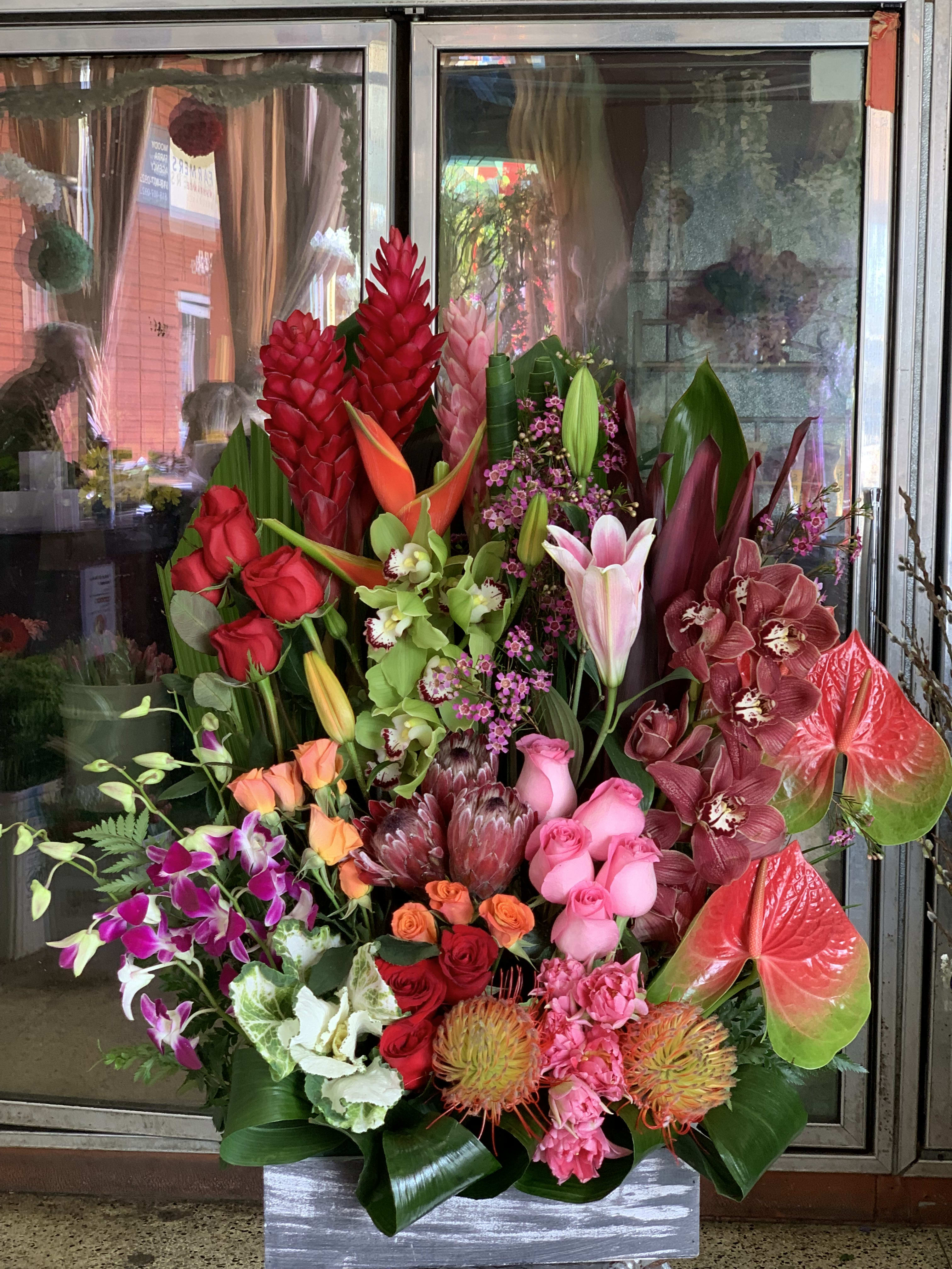 Lavish Love - roses, anthurium, orchids, lilies, ginger