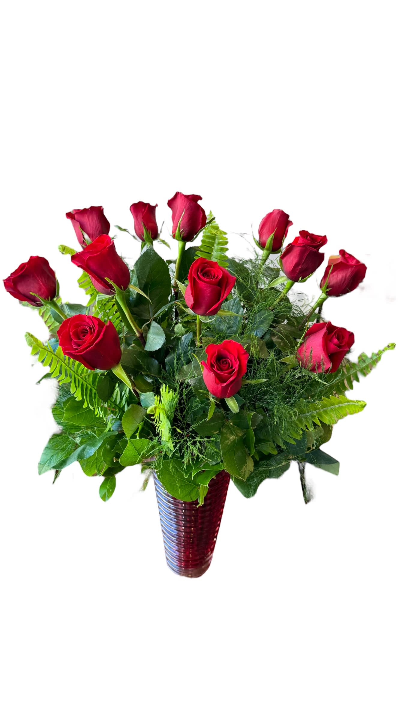 Dozen Red Rose, Tall Red Vase in Somerville, MA | Wagner Floral Designs