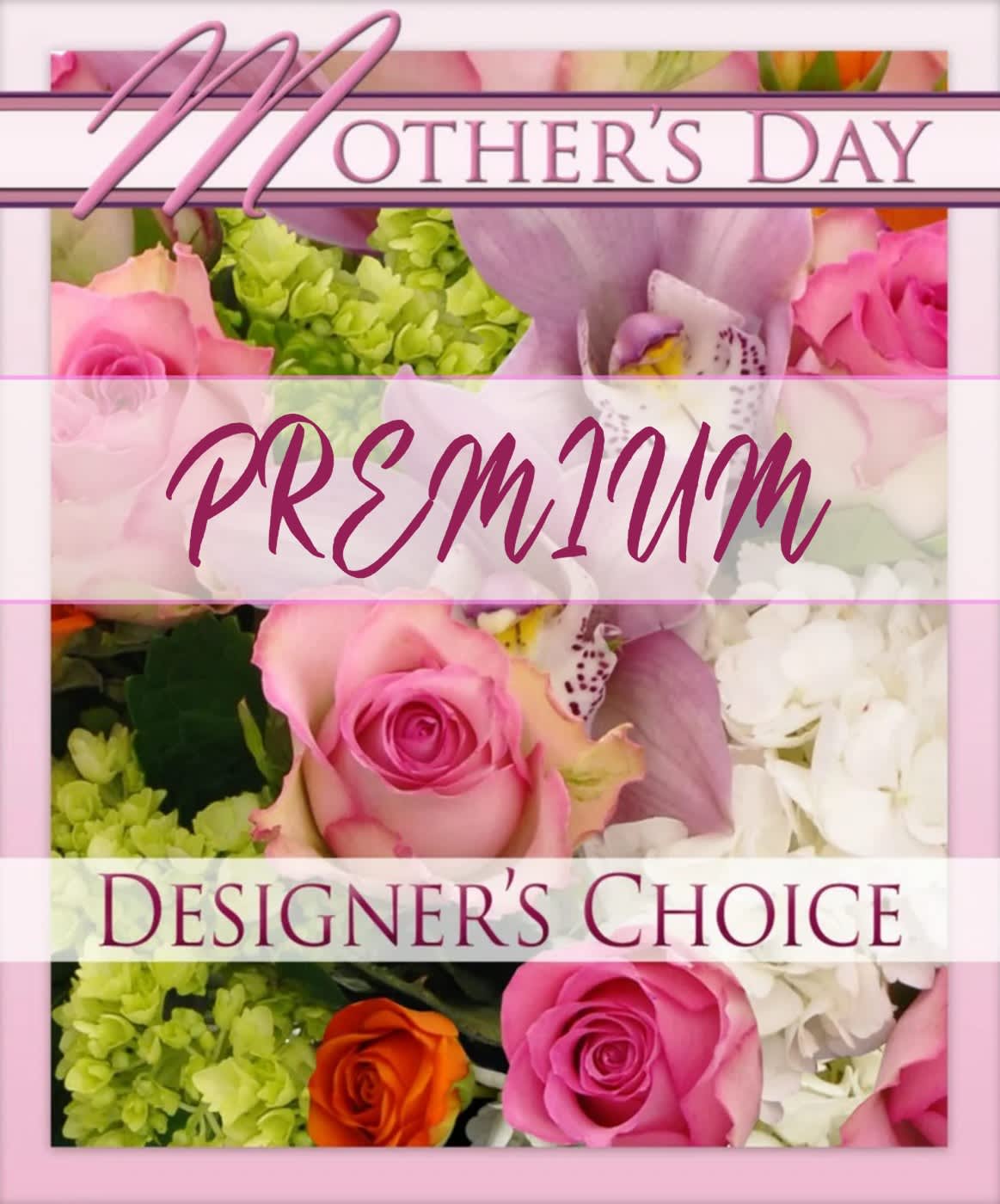 Premium Mother's Day Designers Choice Arrangement - Spoil Mom this Mother's Day with a stunning, one-of-a-kind designer's choice arrangement! Our expert florists will curate a luxurious selection of the freshest, most seasonal blooms in gorgeous colors, perfect for expressing your love and appreciation. Lush greenery and elegant accents will complete this exquisite arrangement, presented in a beautiful vase for a lasting impression.  ** Flowers used depend on seasonal, daily/weekly availability and may not be exactly as shown; but don't worry, we will make sure it's beautiful for MOM! Fresh, beautiful Mother's Day flowers from Long Beach favorite flower shop offering same day flower delivery, A Beautiful California Florist.