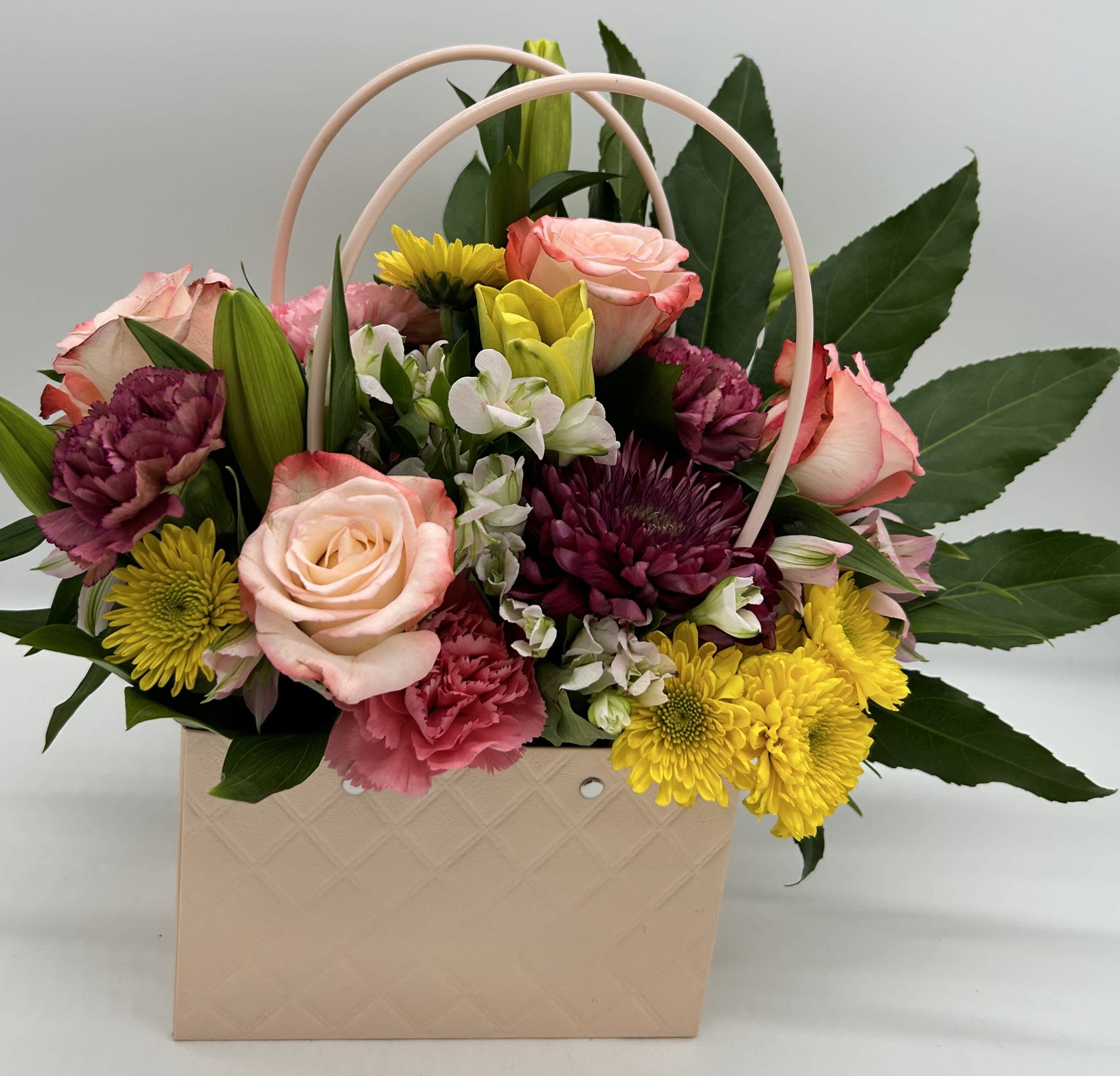 Pink floral purse sale