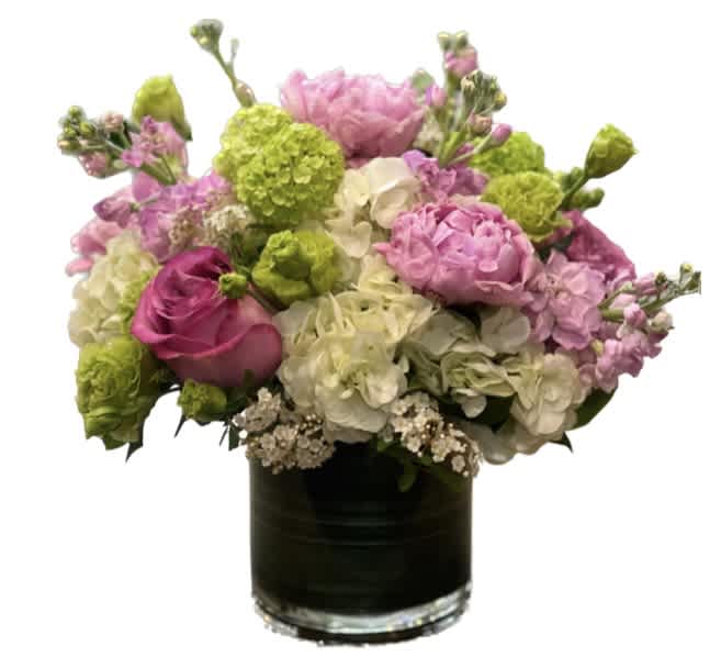 Pink Garden  - Brighten someone's day with this cheerful bouquet. This arrangement includes roses and hydrangea and is perfect for a Birthday, Mother's Day, or just to cheer someone up.