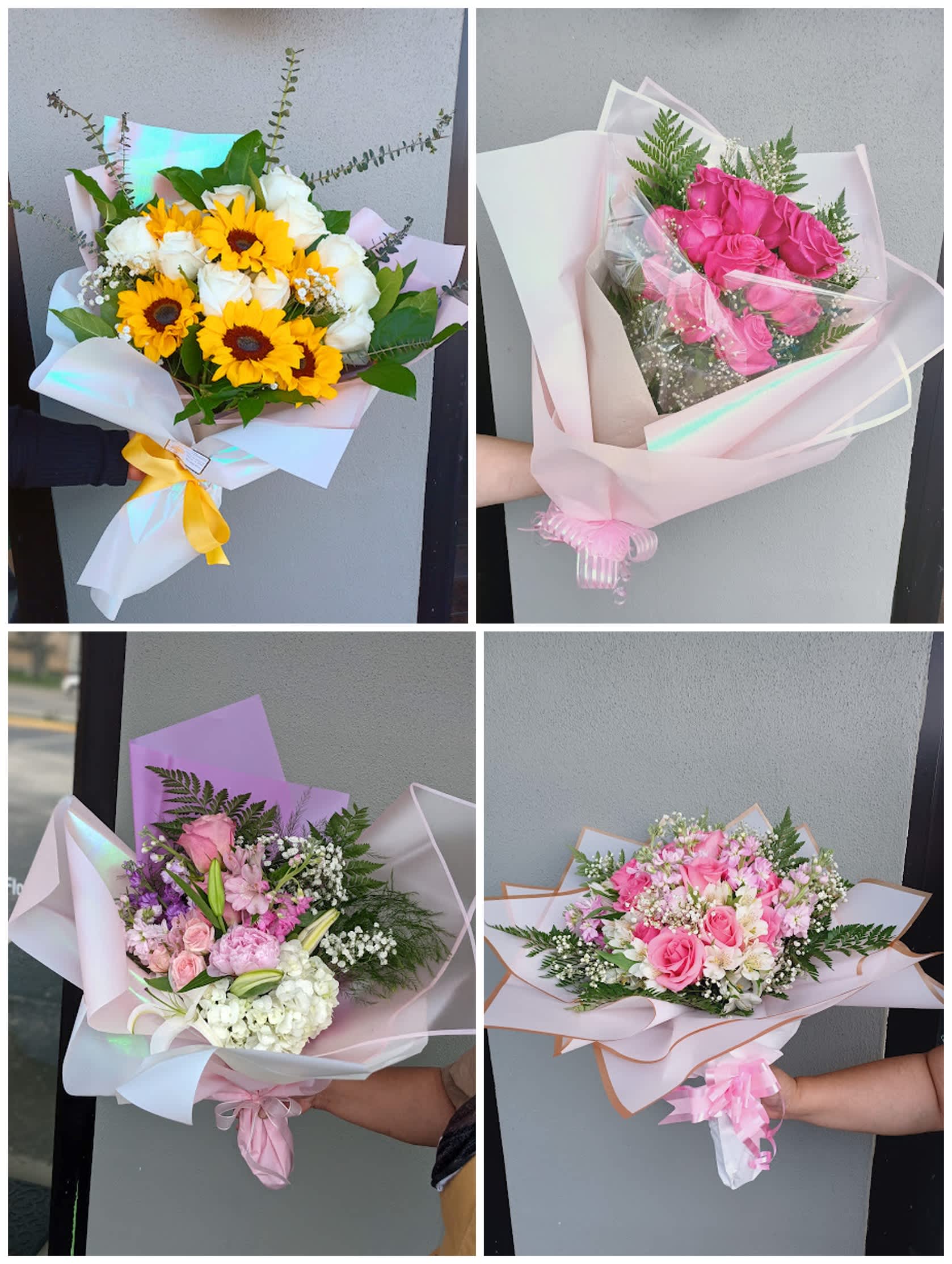 Premium Hand Tied Floral Bouquet Premium Hand Tied Floral Bouquet - Send sophisticated smiles with a large expertly designed hand-tied bouquet, created by our select florists using only the freshest seasonal flowers. Bound by hand with lovely ribbon, it's a beautiful presentation for dance recitals, proms, weddings, or to make any celebration an elegant affair. The large bouquet is good for a formal dining room table or mantle.