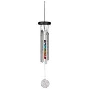 Original Woodstock Chimes - Seven Stones Silver - Woodstock Chakra Chimes combine color and sound to underscore the ancient meaning of the major energy centers of the human body. Black finish ash wood. 6 silver solid rods. 17&quot; L. 0.5 lb.