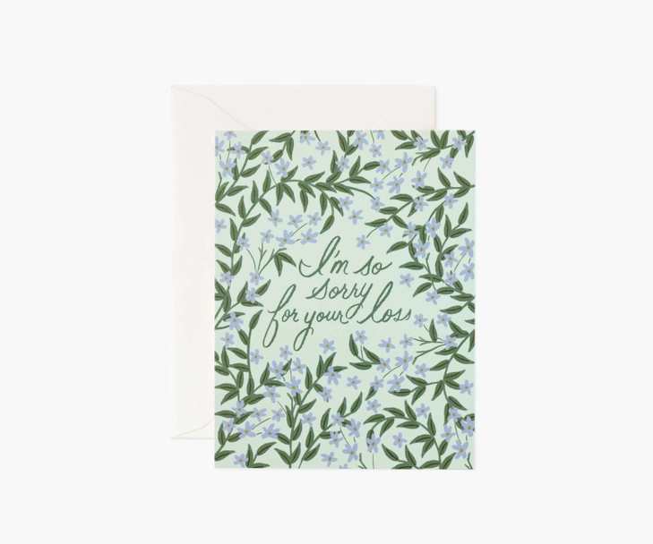 Laurel Sympathy Card - Single greeting card.  Blank Inside.  