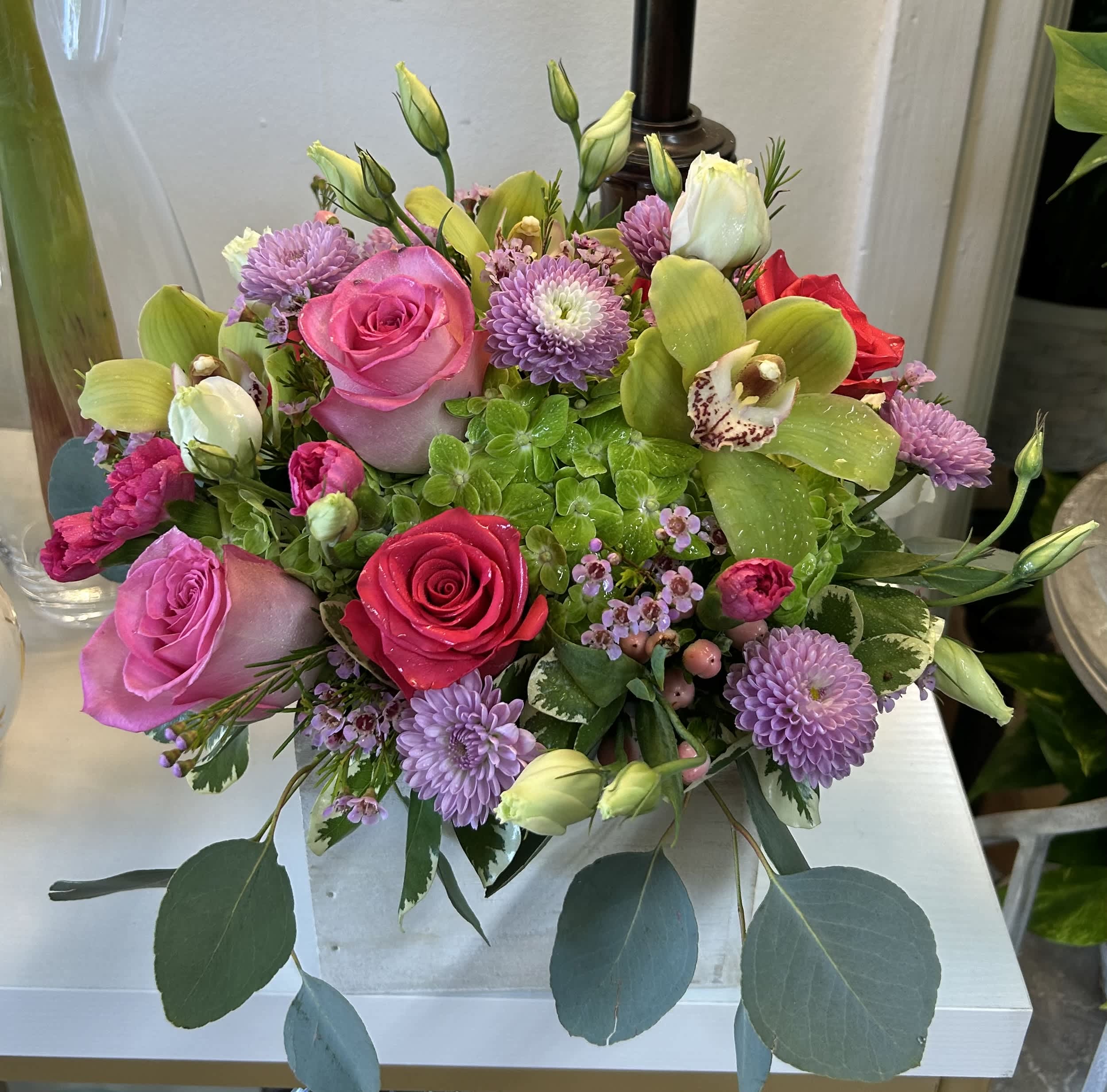 Orchid garden bouquet - Orchids roses and hydrangeas