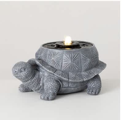 Turtle Fountain - This elegant garden fountain brings natural beauty to the outdoors, and includes a UL approved pump and detailed instructions. Transform your backyard or front porch into an oasis with this whimsical decor. Dimensions: 17.75&quot;L x13&quot;W x8.25&quot; Material: Resin 