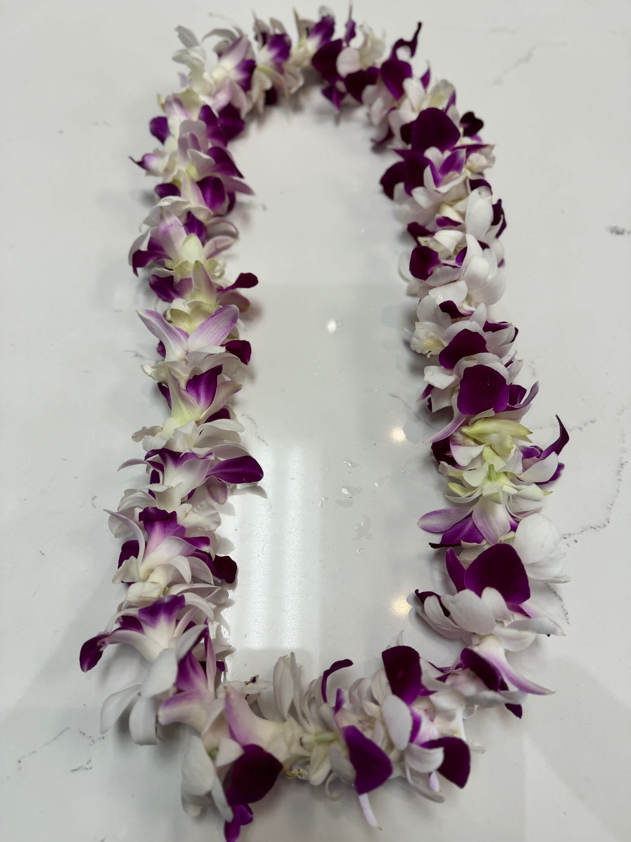 Single orchid lei Purple and white mix Single orchid lei Purple and white mix - Single orchid lei Purple and white mix