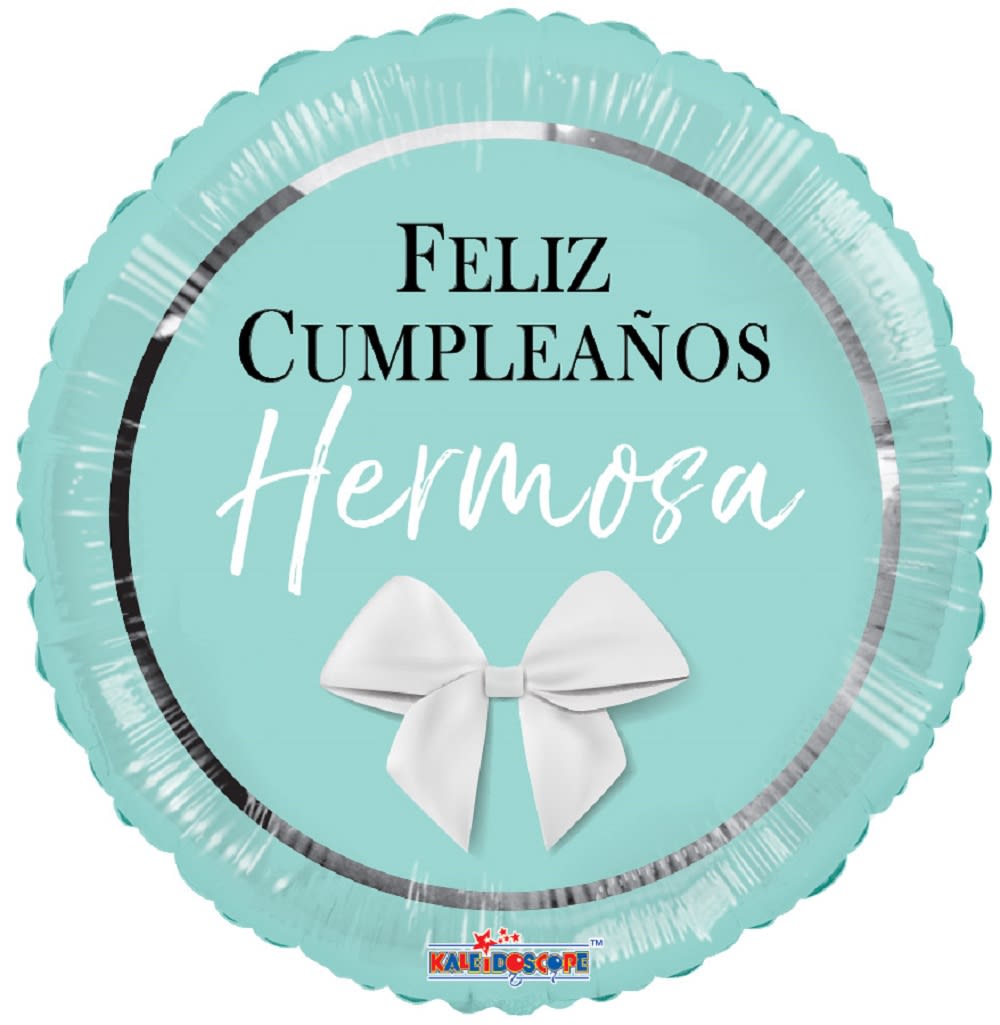 FELIZ CUMPLEAÑOS HERMOSA. TIFFANY BALLOON - FELIZ CUMPLEAÑOS HERMOSA. TIFFANY BALLOON 18&quot; INCH HELIUM-FILLED MYLAR BALLOON QTY. 1