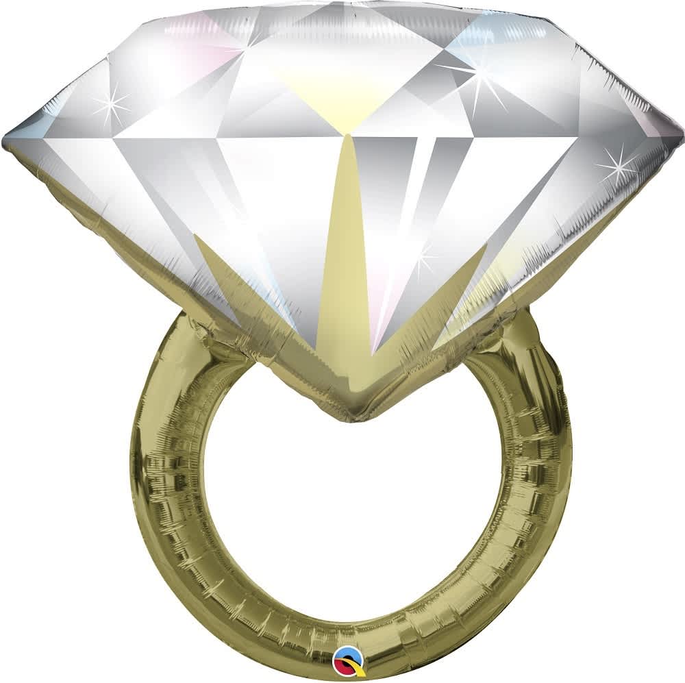 DIAMOND RING BALLOON - Diamond Ring Foil Balloon 37&quot; INCH HELIUM-FILLED MYLAR BALLOON QTY. 1