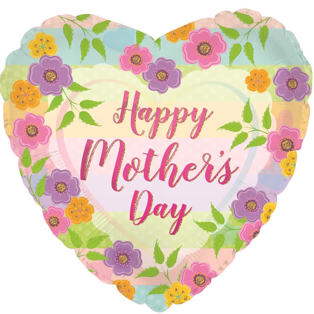 HAPPY MOTHER'S DAY PASTEL HEART BALLOON - HAPPY MOTHER'S DAY PASTEL HEART BALLOON APPROX. 17&quot; INCH HELIUM-FILLED MYLAR BALLOON QTY. 1