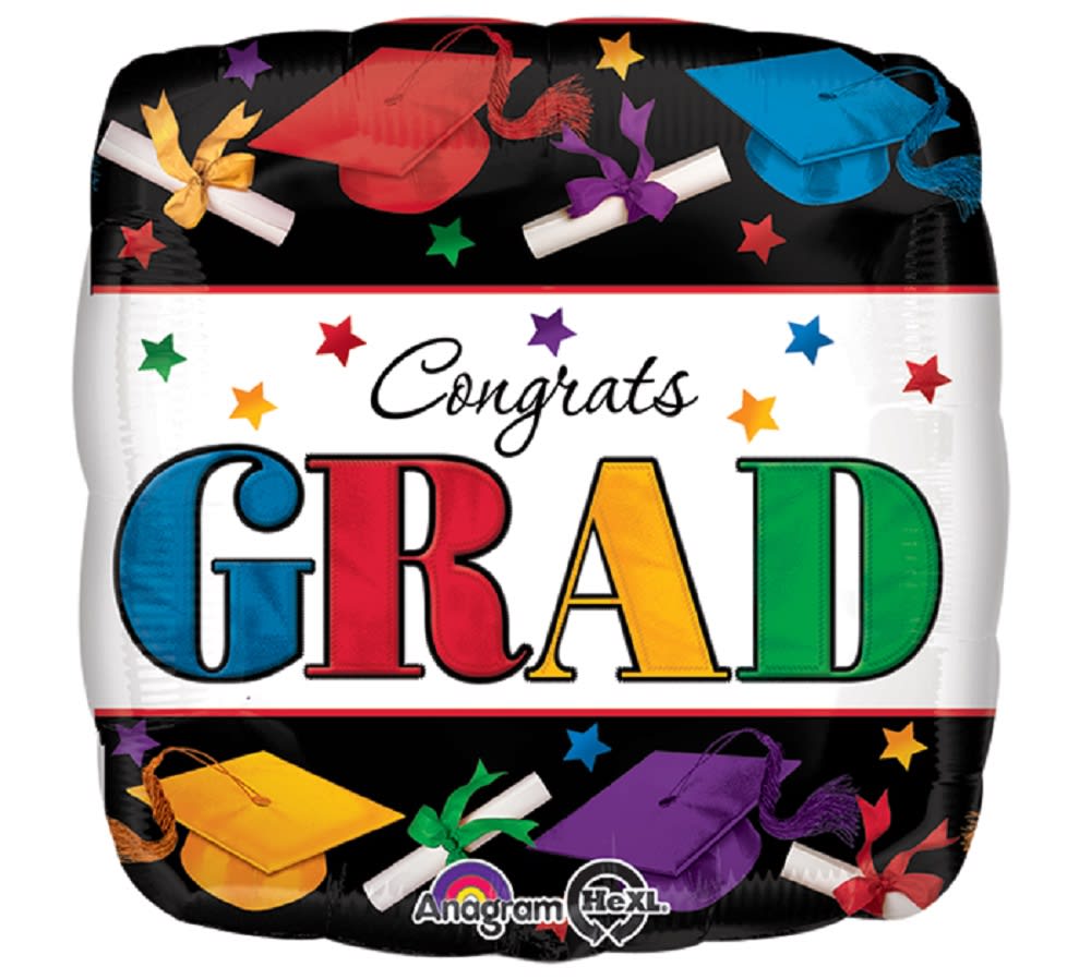 CONGRATS GRAD BALLOON - CONGRATS GRAD BALLOON 18&quot; INCH HELIUM FILLED MYLAR BALLOON QTY. 1