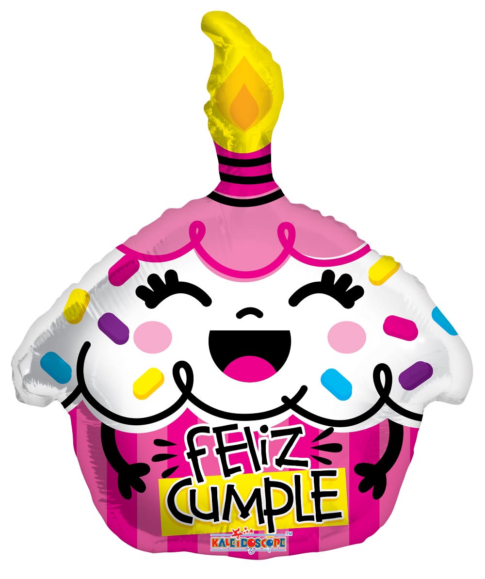 FELIZ CUMPLE CUPCAKE BALLOON - FELIZ CUMPLE CUPCAKE BALLOON 18&quot; INCH HELIUM-FILLED MYLAR BALLOON QTY. 1