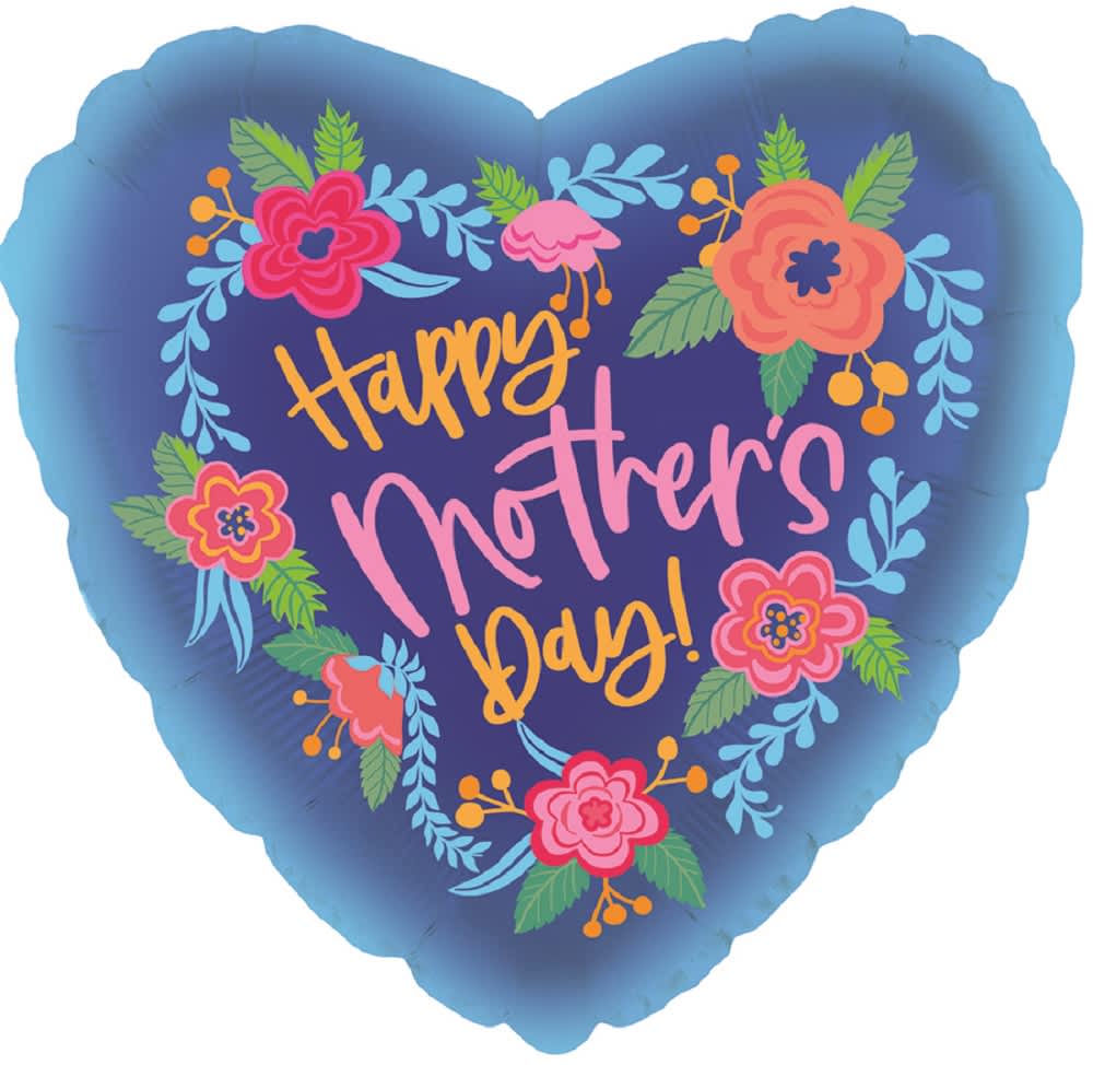 HAPPY MOTHER'S DAY BLUE HEART BALLOON - HAPPY MOTHER'S DAY BALLOON APPROX. 17&quot; INCH HELIUM-FILLED MYLAR BALLOON QTY. 1