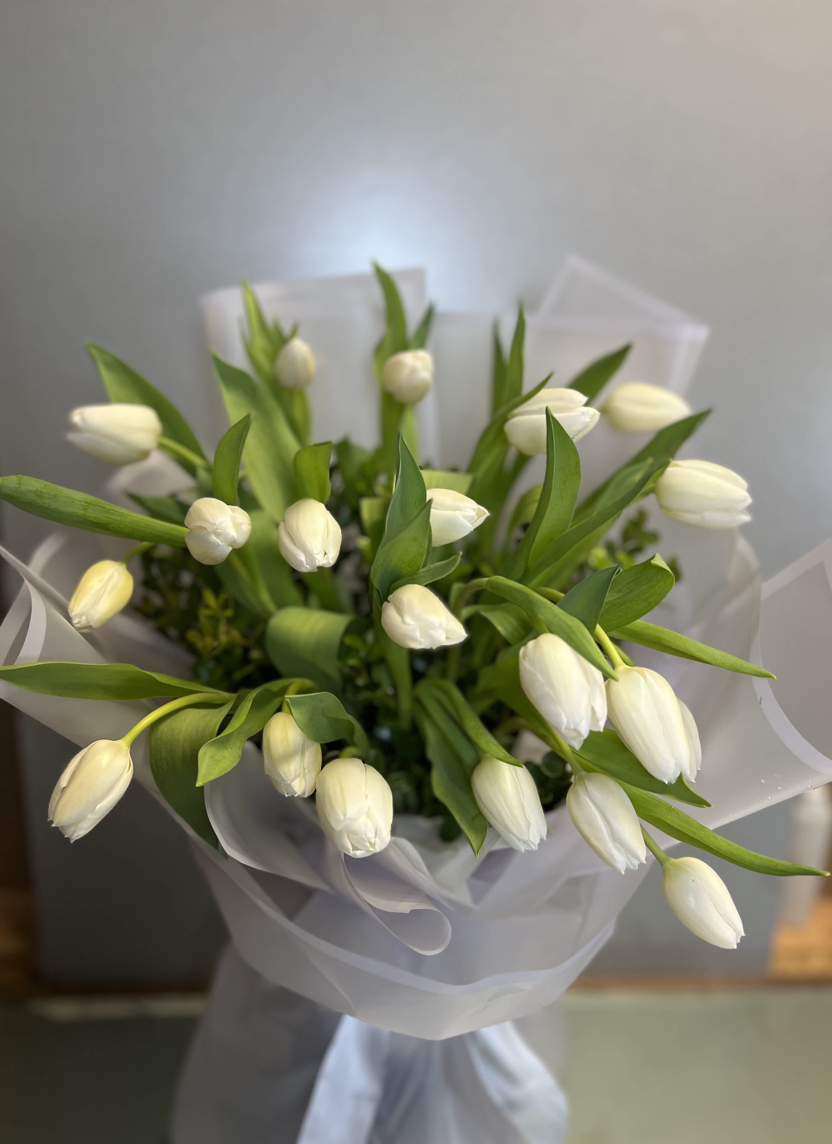 Wrapped Tulips - AS SIMILAR AS POSSIBLE Substitution based on season, flowers availability or any unforeseen or uncontrollable circumstances 