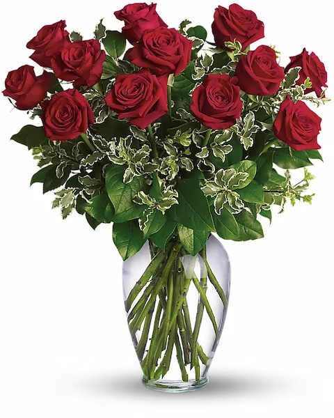 Always on My Mind - A dozen gorgeous red roses are the perfect romantic gift to send to the one who's always on your mind and in your heart.  Say &quot;I love you&quot; by sending this lovely arrangement of twelve radiant red roses and fresh greens delivered in a beautiful spring garden vase. Love always.
