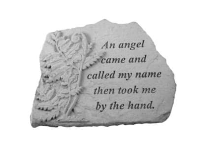Memorial Stone...An angel came - Our garden stones are a perfect alternative to flowers for the service. They can be displayed in the home as well as the garden. Includes metal stand and coordinating ribbon.