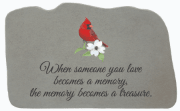 Memorial stone... When someone you love...Cardinal  - Our garden stones are a perfect alternative to flowers for the service. They can be displayed in the home as well as the garden. Includes metal stand and coordinating ribbon. KB-61672