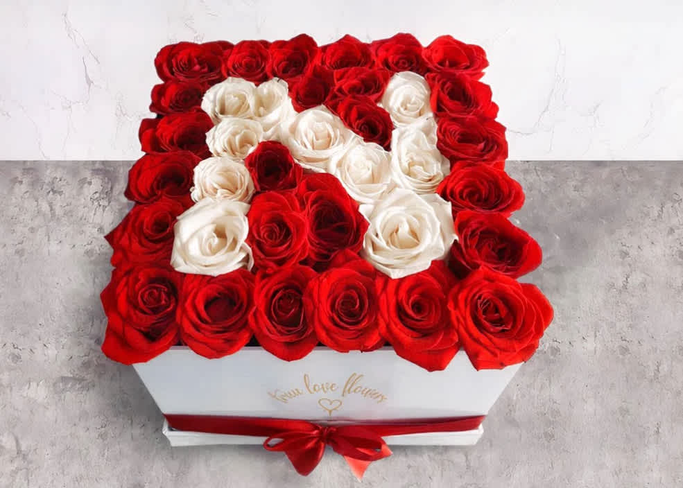 Letter White &amp;.Red Roses - Whte &amp; red Roses  letters of your Preference
