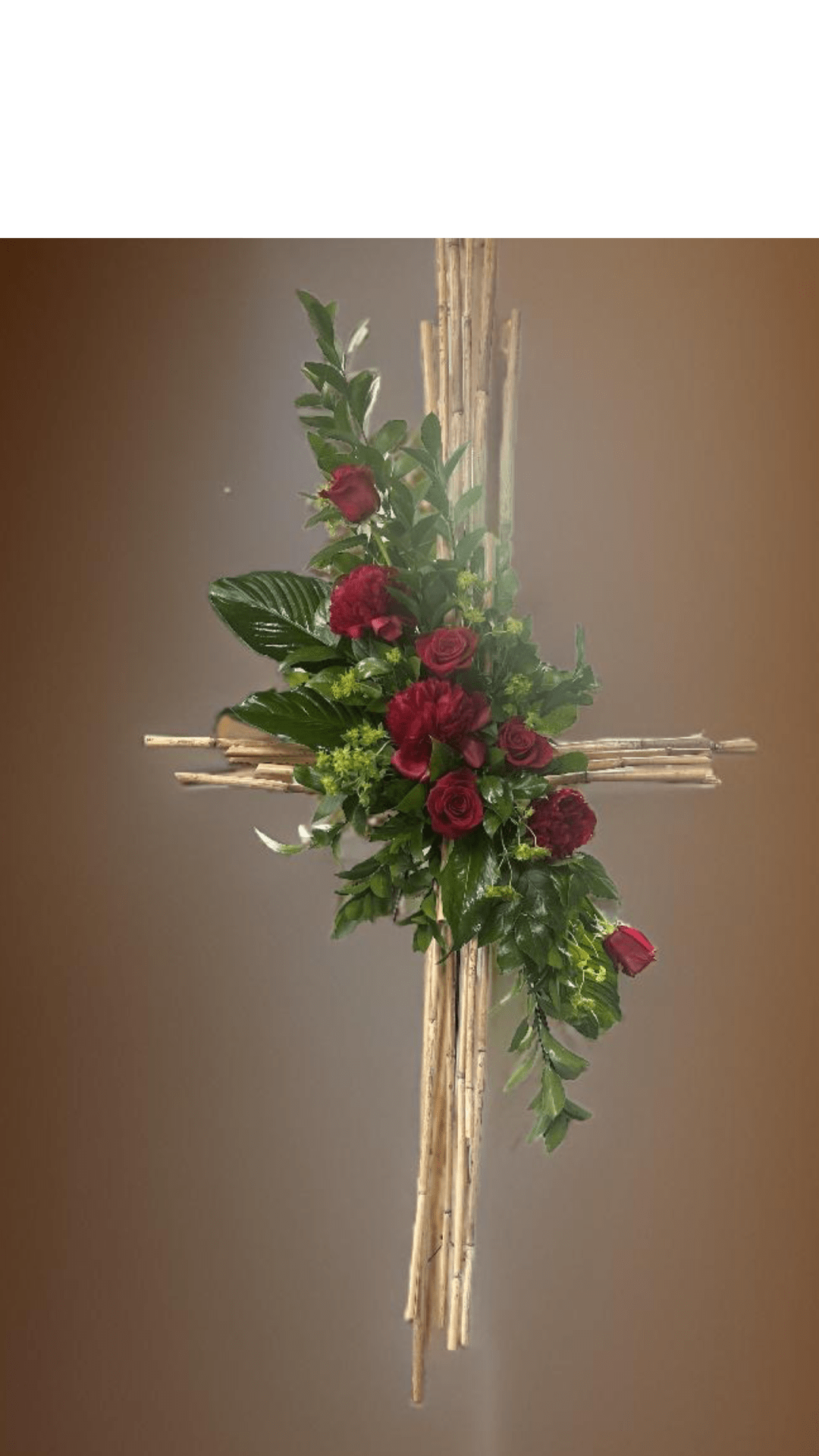 Bamboo cross - Bamboo cross with beautiful fresh florals