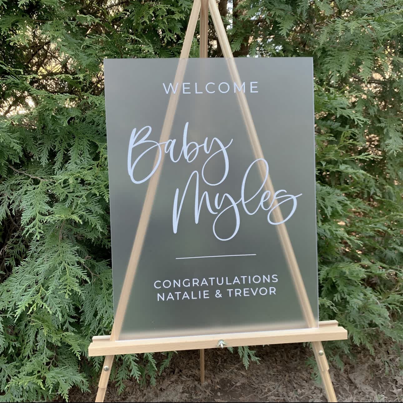 Baby Shower Welcomed Sing  - Baby Shower Welcome Sign | Frosted Acrylic Baby Shower Sign | Couples Baby Shower Decor | Co-Ed Baby Shower | Modern Baby Shower Decor Handmade item Make to order Personalizable  Materials: Frosted Acrylic, Vinyl  