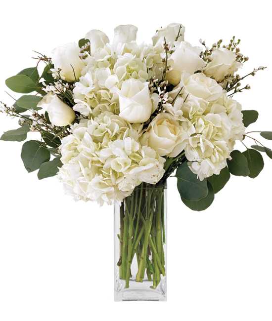  Rose &amp; Hydrangea  Love Bouquet - A design masterpiece of white blooms with a touch of greens beautifully 