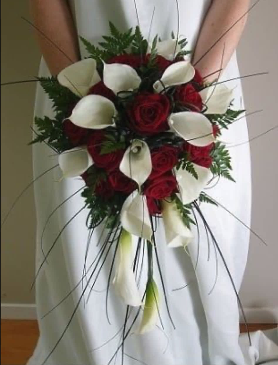 Red and White Bridal Bouquet Red and White Bridal Bouquet - Minimum order one week before your wedding