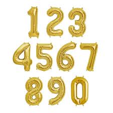 Single Number 34 inch Gold Mylar Balloon Single Number 34 inch Gold Mylar Balloon - $20 PER BALLOON. Large gold mylar balloon available in numbers 0-9.