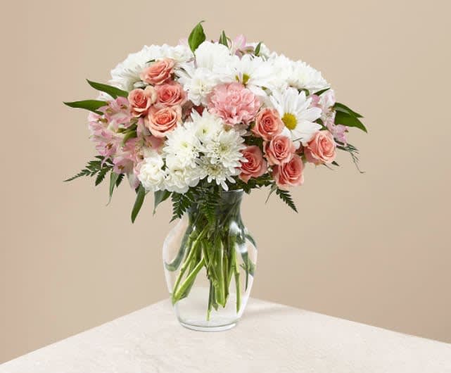 Blush Crush Bouquet - It's just, a little blush! Whoever you're sending this bouquet to, your loved ones are sure to crush hard on these gorgeous pink and white shades.  The Original Bouquet is approximately 16&quot;H x 13&quot;W.