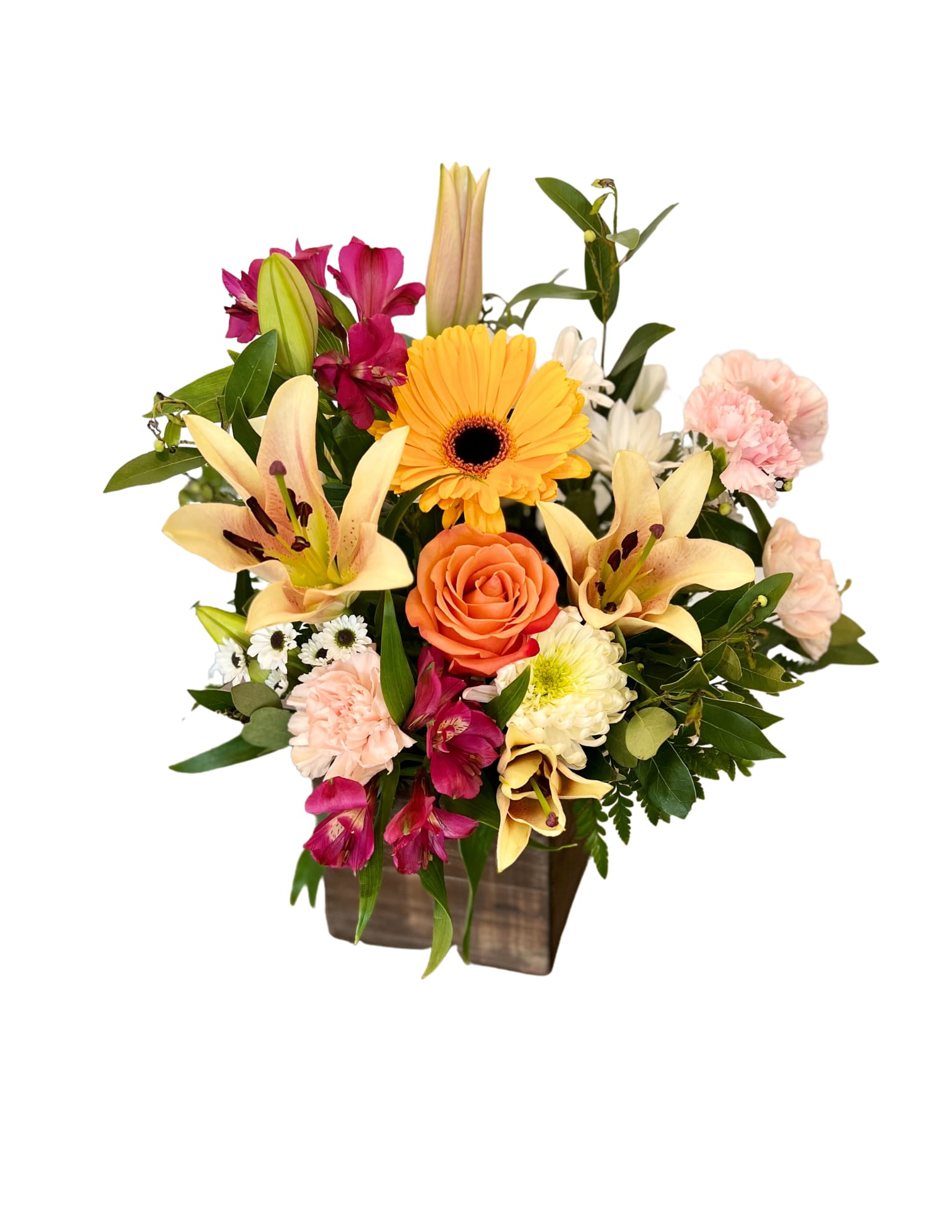 Box of Sunshine - featuring a beautiful planter box full of gorgeous mixed flowers