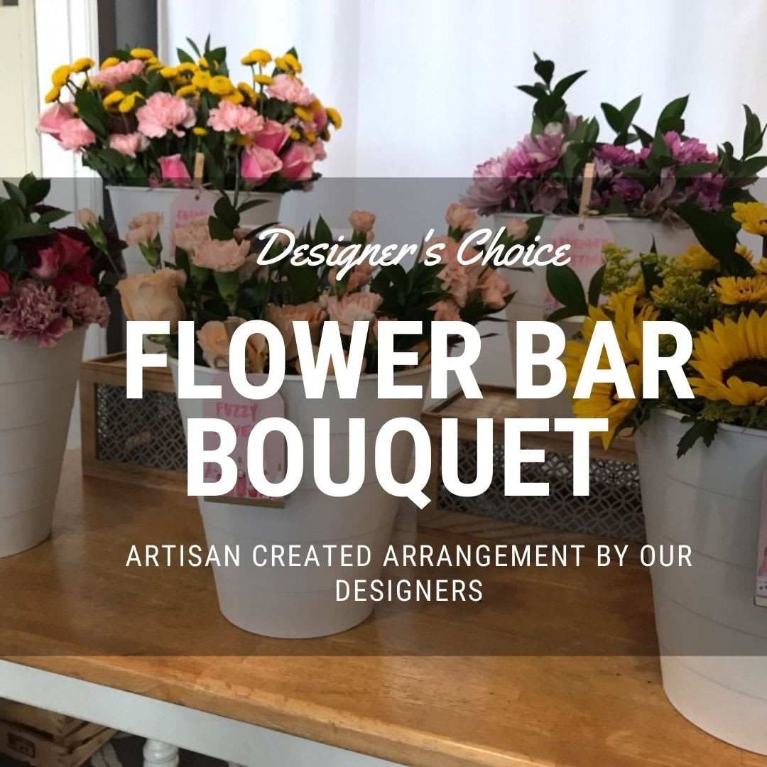 Flower Bar Bouquet (Designers Choice) - Can't decide what to order? Let the experts take over! Our professional designers will create a stunning arrangement just for you, using the freshest flowers from our Flower Bar. You won't find a better deal than this!  Your arrangement will include the designer's choice of fresh blooms, arranged and ready to enjoy in a vase.