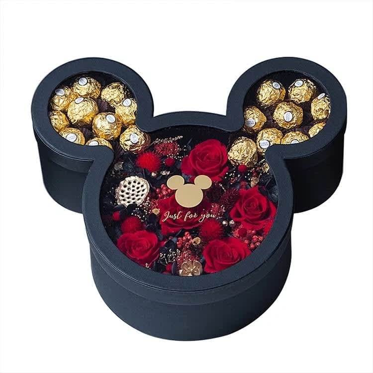 Mickey Gift Box Mickey Gift Box - For every Disney lover! Our Mickey gift box comes with 2 dozen roses and chocolates !