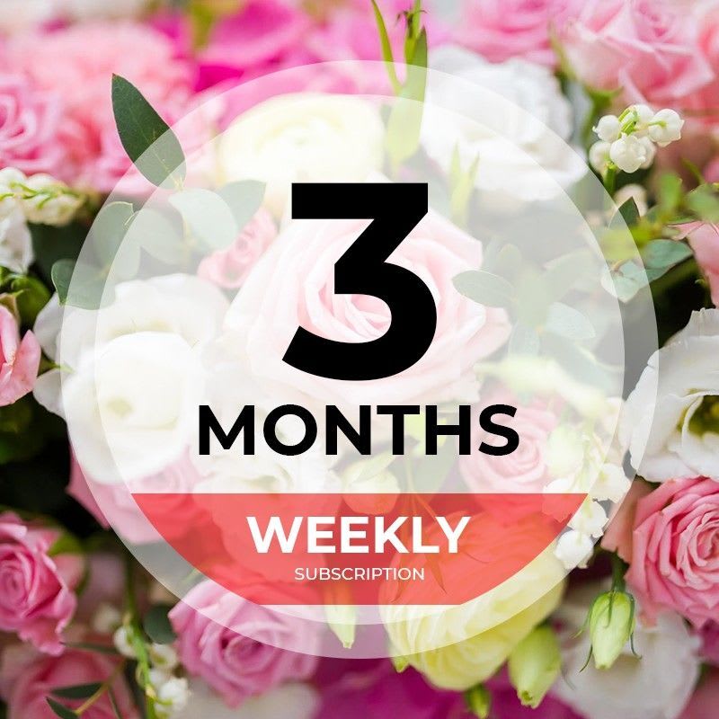 Weekly Flower Delivery - 3 Months - • All subscriptions include delivery. Paid ahead of time based on the length of subscription purchased. Upgrade to Deluxe or Premium for more stems. Perfect for treating yourself, gifting, and housewarming. • Delivery will happen on Wednesdays unless a customer chooses another date