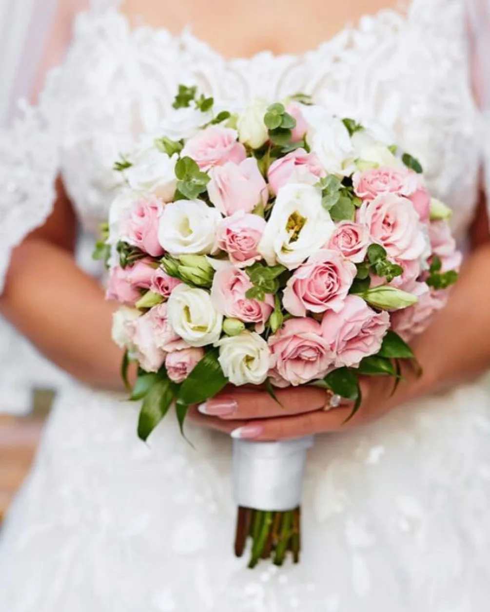 Loyal - Perfect blend of white and pink roses.  Standard size pictured.  Any larger please call for quote. 