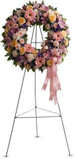 GRACEFUL WREATH FRO ORCHIDS &amp; BRANCHES FLOWERS - Family and friends will recollect how special their loved one was with this gentle and timeless circle of fragrant blooms to celebrate sweet memories.
