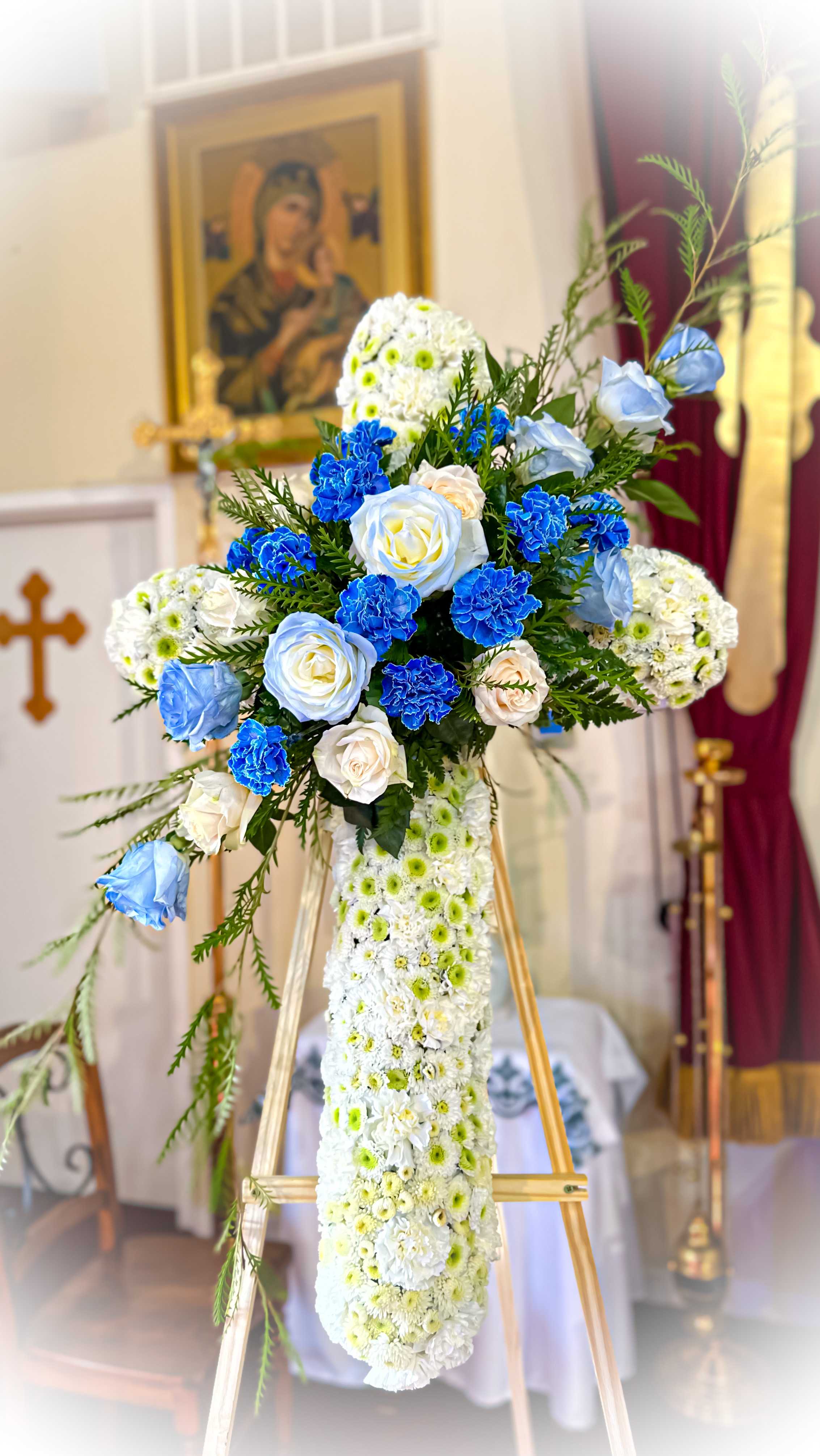 Sympathy Cross (White and Blue) Sympathy Cross (White and Blue) - Customized