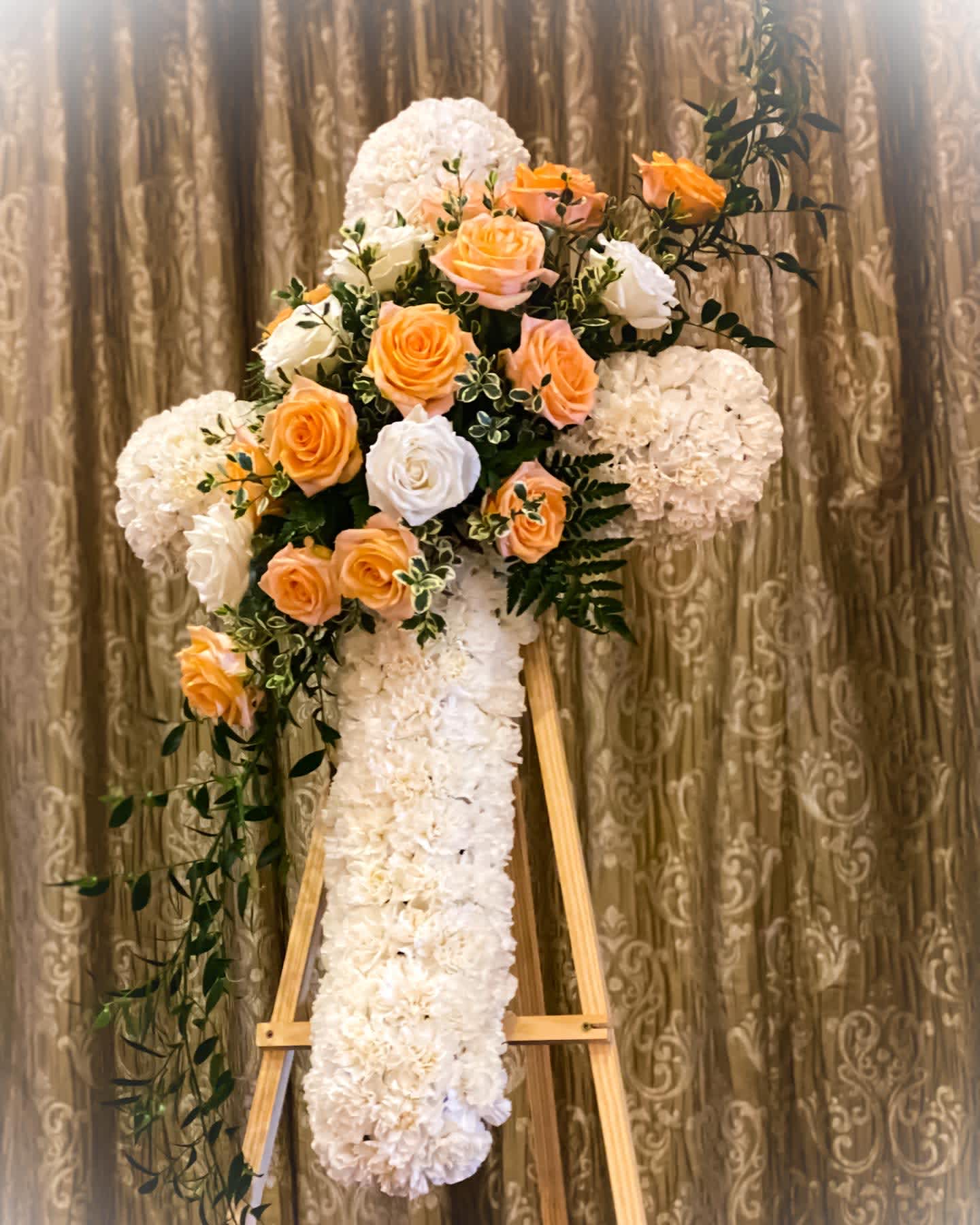 Sympathy Cross (White and Orange) Sympathy Cross (White and Orange) - Customized