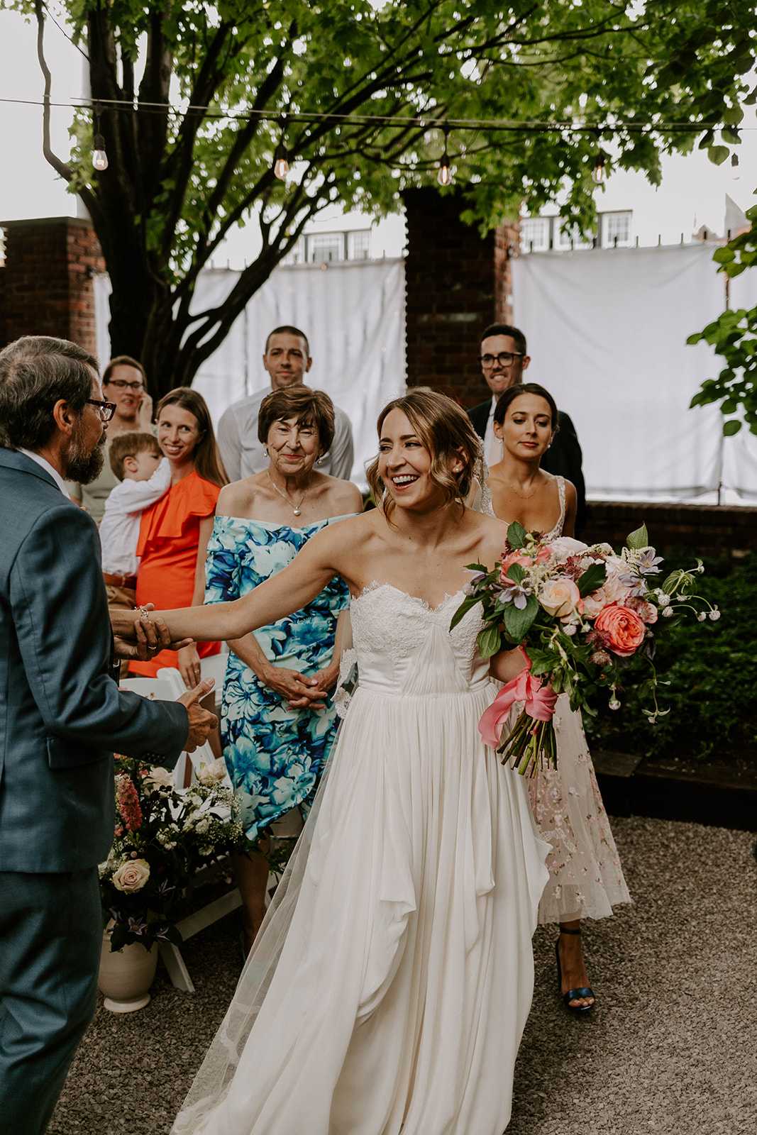 Lidia's bridal bouquet - Beautiful, bohemian style hand tied bridal bouquet with peonies, dahlias, roses, ranunculus, lisiantus and other filler flowers.