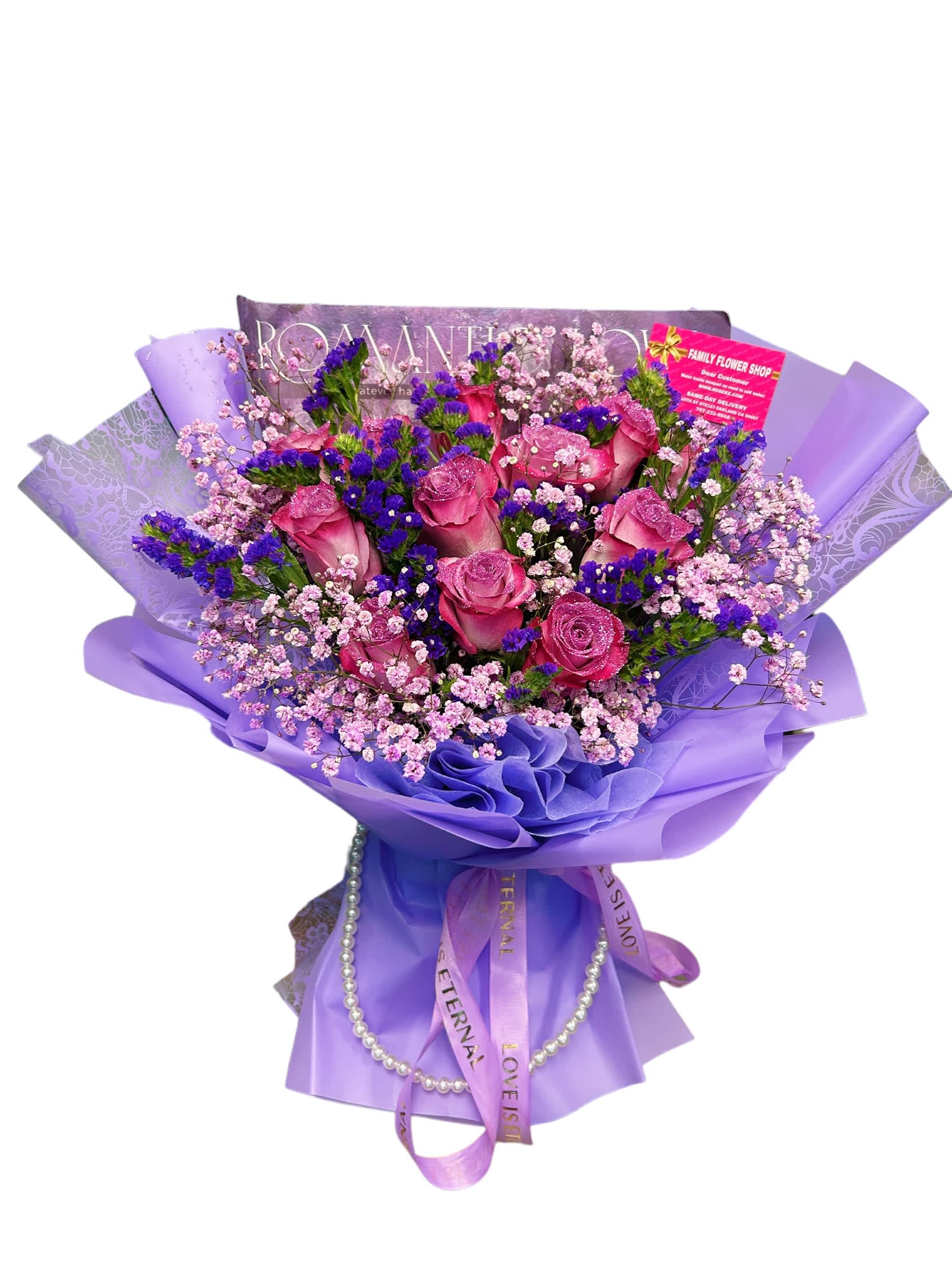 Glitter Purple Rose - Our flower have Fresh Floral Foam, no need vase no need add water ,floral foam can help extend the life of your fresh floral flowers . Don’t  unwrap it .