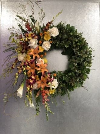 Wreath of Life 0124 - 27&quot; beautifully vibrant wreath. Autumn colors or any color preference is available. All occasions.