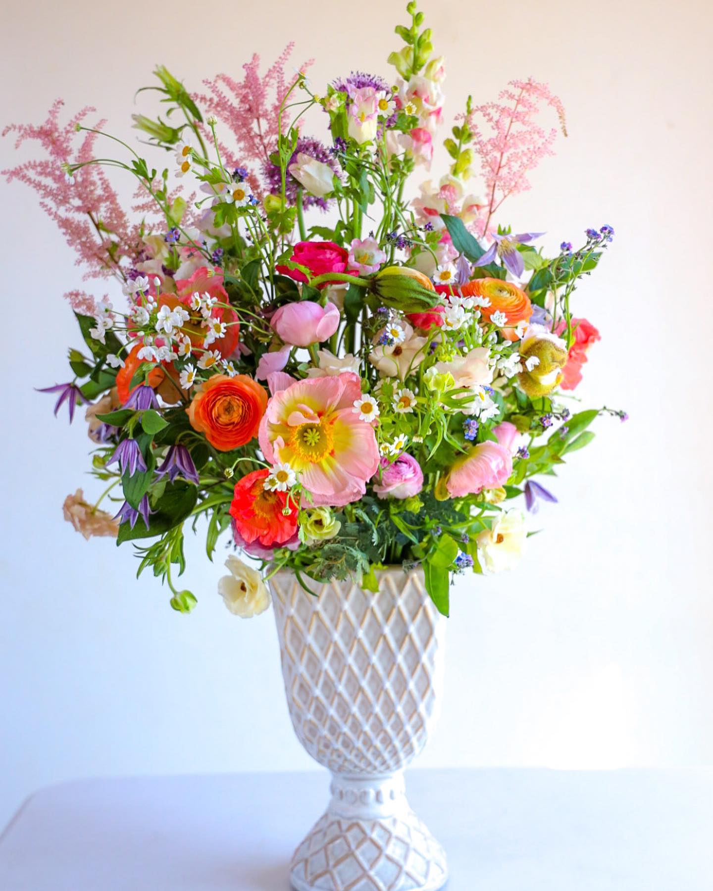 Meadow Dreams Arrangement - Meadow Dreams Arrangement.  &quot;Of flowers, garlands, love-knots, silly posies, Groves, meadows, melodies, and arbour roses.&quot;  Sunshine and nodding blossoms, gentle warming breezes and an abundance of brightly colored open faced blooms. Enchant your heart with this summer time stroll through an earthly meadowful delight.  One of a kind artisan floral arrangements by floral designer, Stacy Leafsong.  Custom made for you. Photos provide examples and each arrangement &amp; vase are unique.  Arrangements will be delivered before 7pm, for specific delivery time please include in special instructions. On holidays, our busiest times, deliveries will be made by 7:30pm.