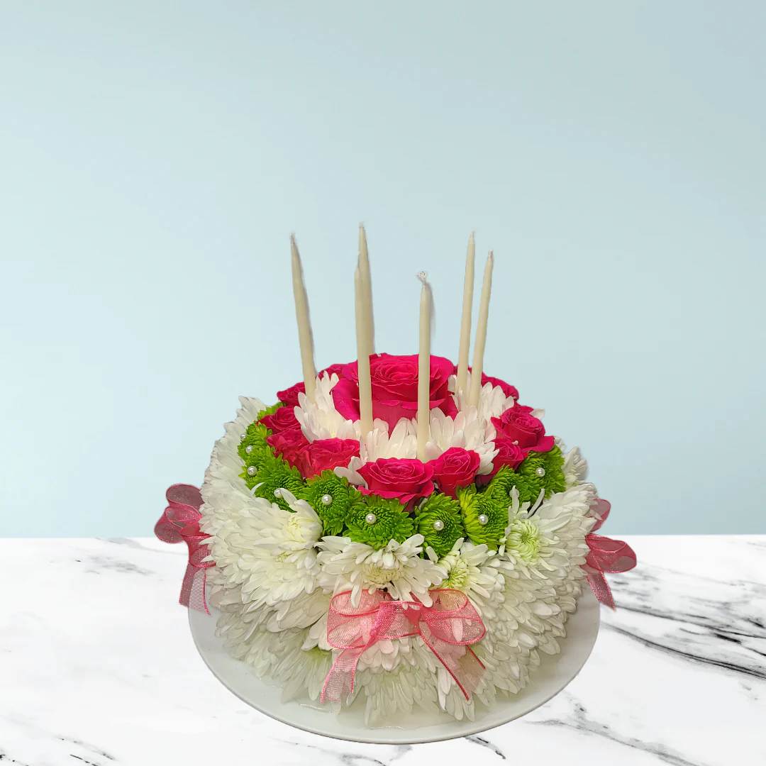 Happy Birthday Cake Happy Birthday Cake - Send your best birthday wishes with a floral cake. Made from fresh flowers, make their birthday extra special.