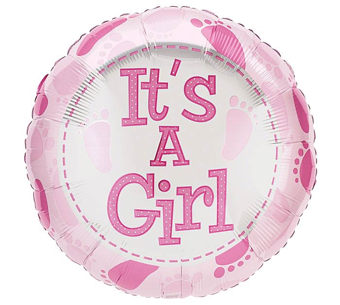 It's A Girl Mylar Balloon - Mylar balloon filled with helium to celebrate a baby girl.