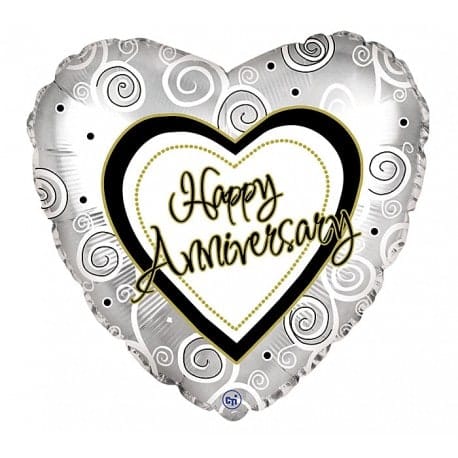 Happy Anniversary heart balloon silver Happy Anniversary heart balloon silver - Silver Happy Anniversary balloon