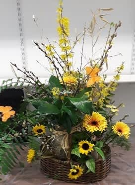 Fish -Pond - Large Basket,Wild Flowers&amp;Fish bowl