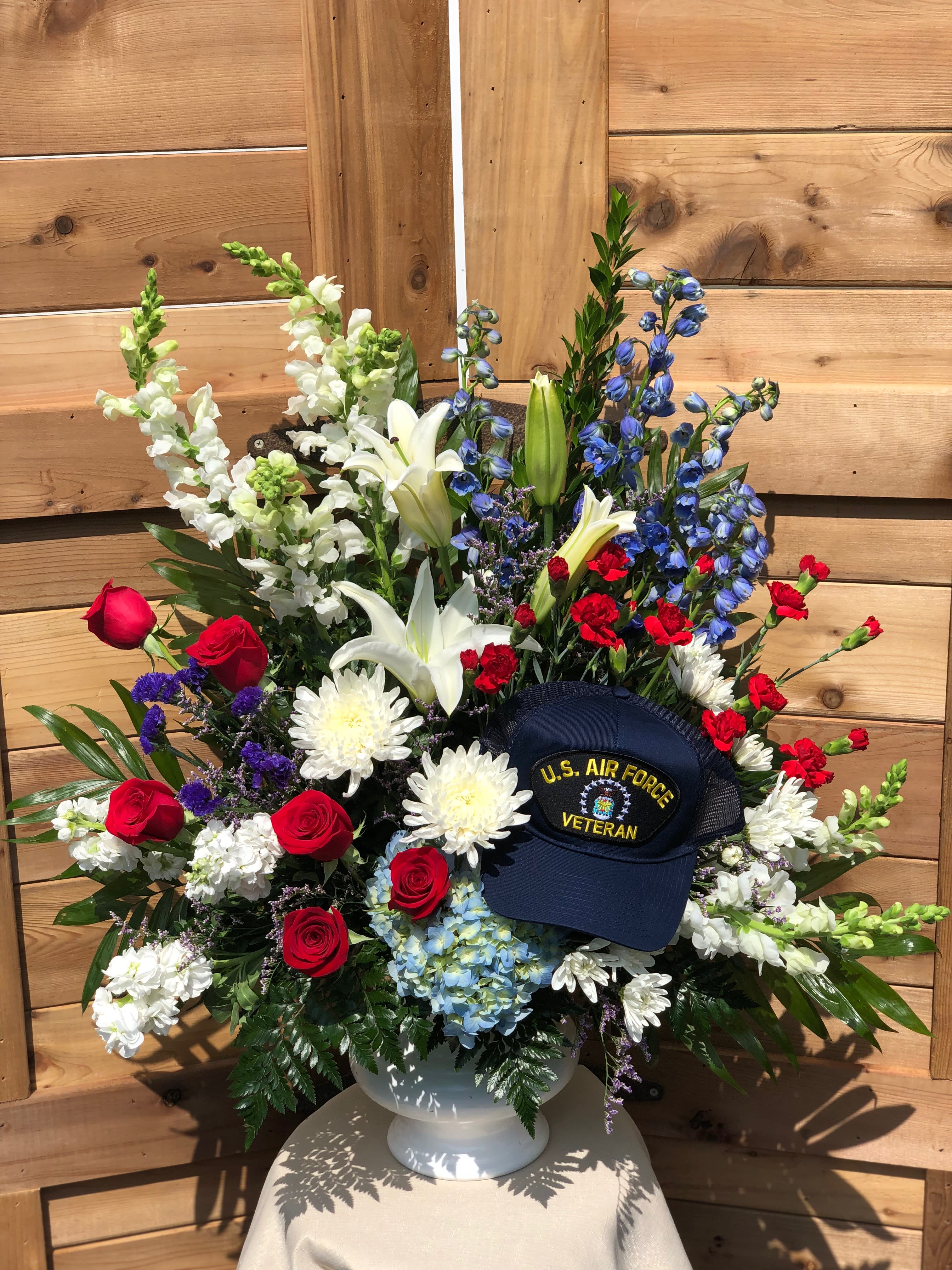 U.S. Air Force Sympathy Urn Arrangement by Gateway Florist