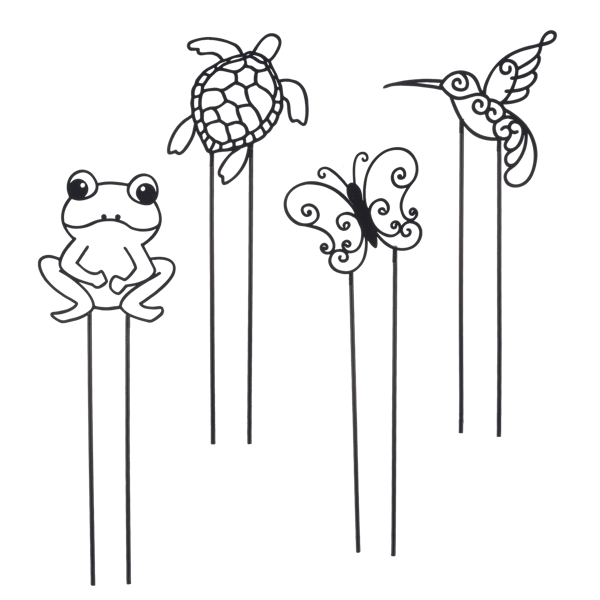 Laser Cut Animal Mini Plant Trellises Laser Cut Animal Mini Plant Trellises - Laser Cut Animal Mini Plant Trellises This gift will make the gardener in your life smile. Dimensions: 4" W. x 12" H. avg.In black metal. Animals may vary.