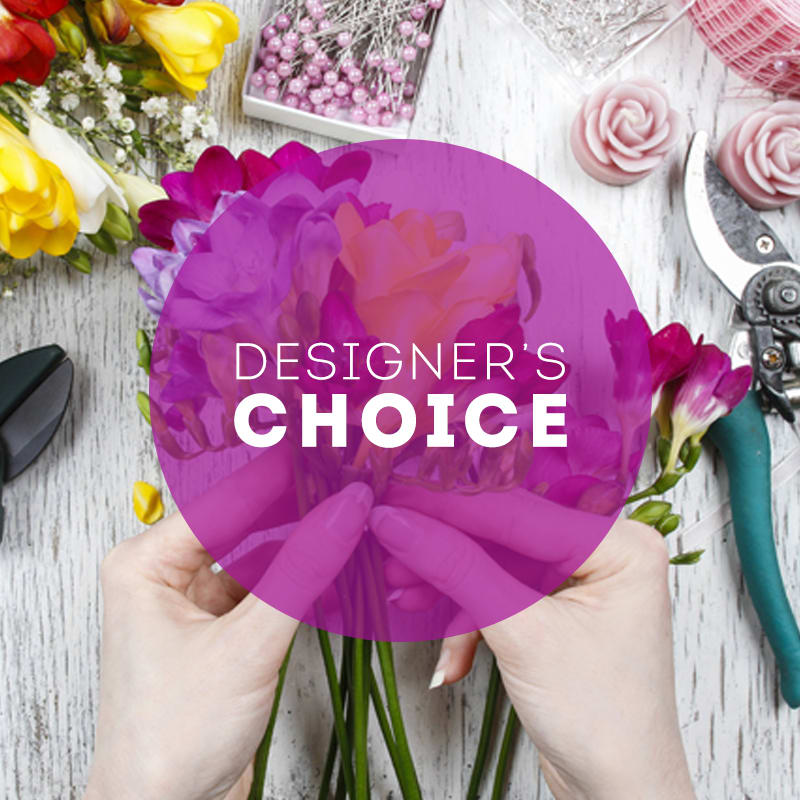 Designer's Choice - Our amazing design team at Michael's Flowers will create you a custom arrangement with the best seasonal flowers that are sure to impress. If you have a preference for color, flowers or type of occasion please note during checkout under special instructions for florist. 