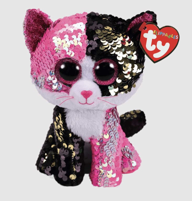 PLUSH Malibu Reversible Sequin Pink black Cat in Laredo TX Garza s Floral Gift Shop