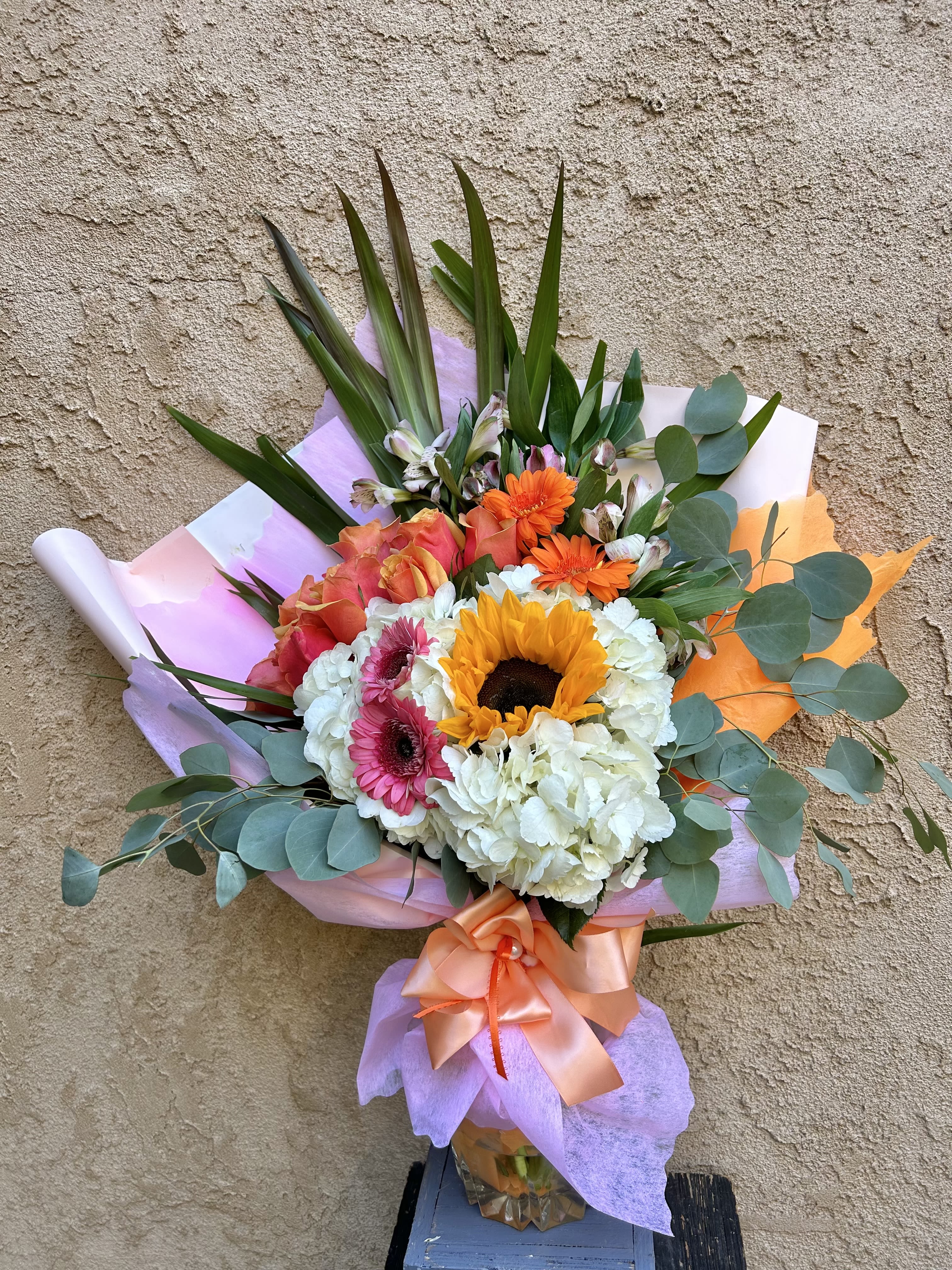 Bundle of Joy - Beautiful bouquet of roses, hydrangeas, daises, and green accents