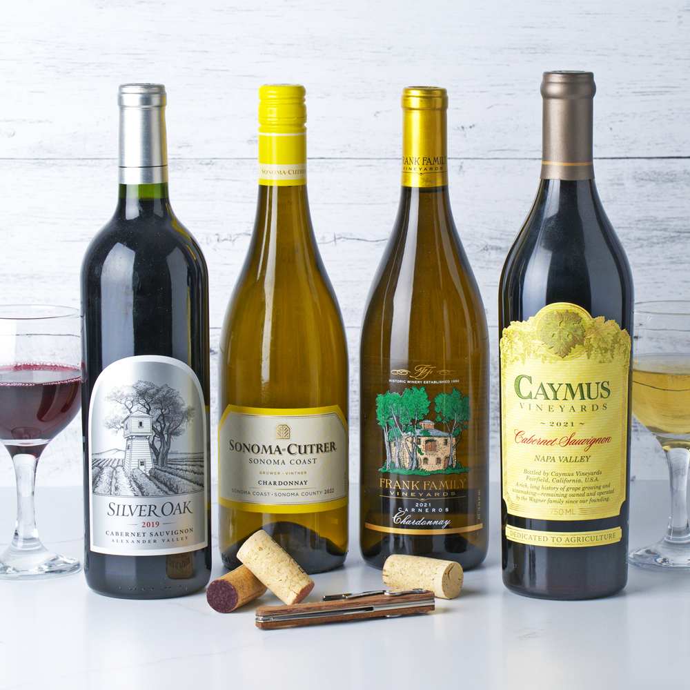Napa vs Sonoma Wine Collection Napa vs Sonoma Wine Collection - Contents: Silver Oak Cabernet Sauvignon, Sonoma-Cutrer Chardonnay, Frank Family Chardonnay, Caymus Cabernet Sauvignon